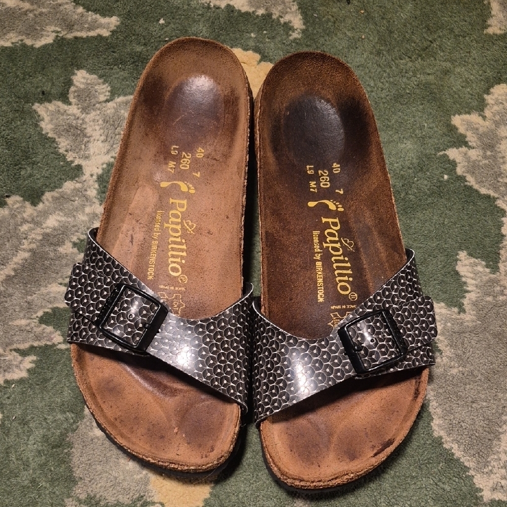 Papillio Textured Black Slide Sandals